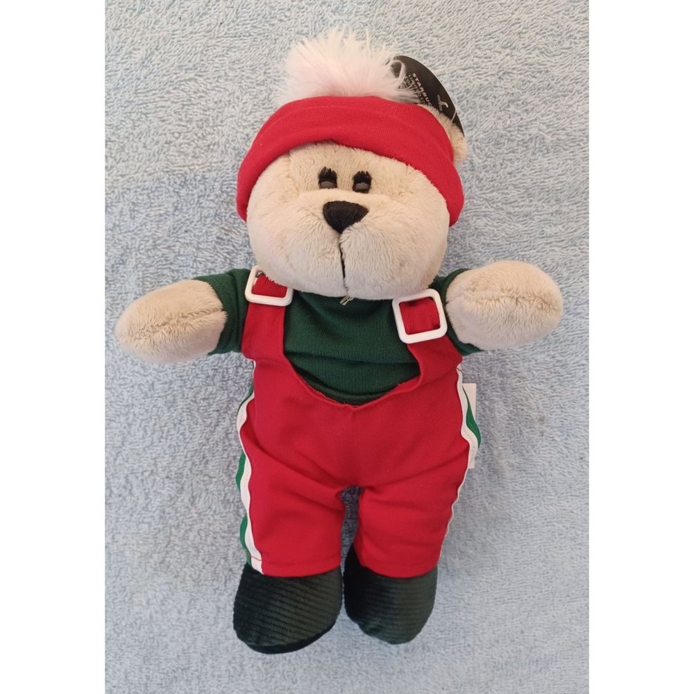 NWT New 10"" Red Ski Pants Cap Starbucks Coffee Bearista Plush Bear Ltd Ed